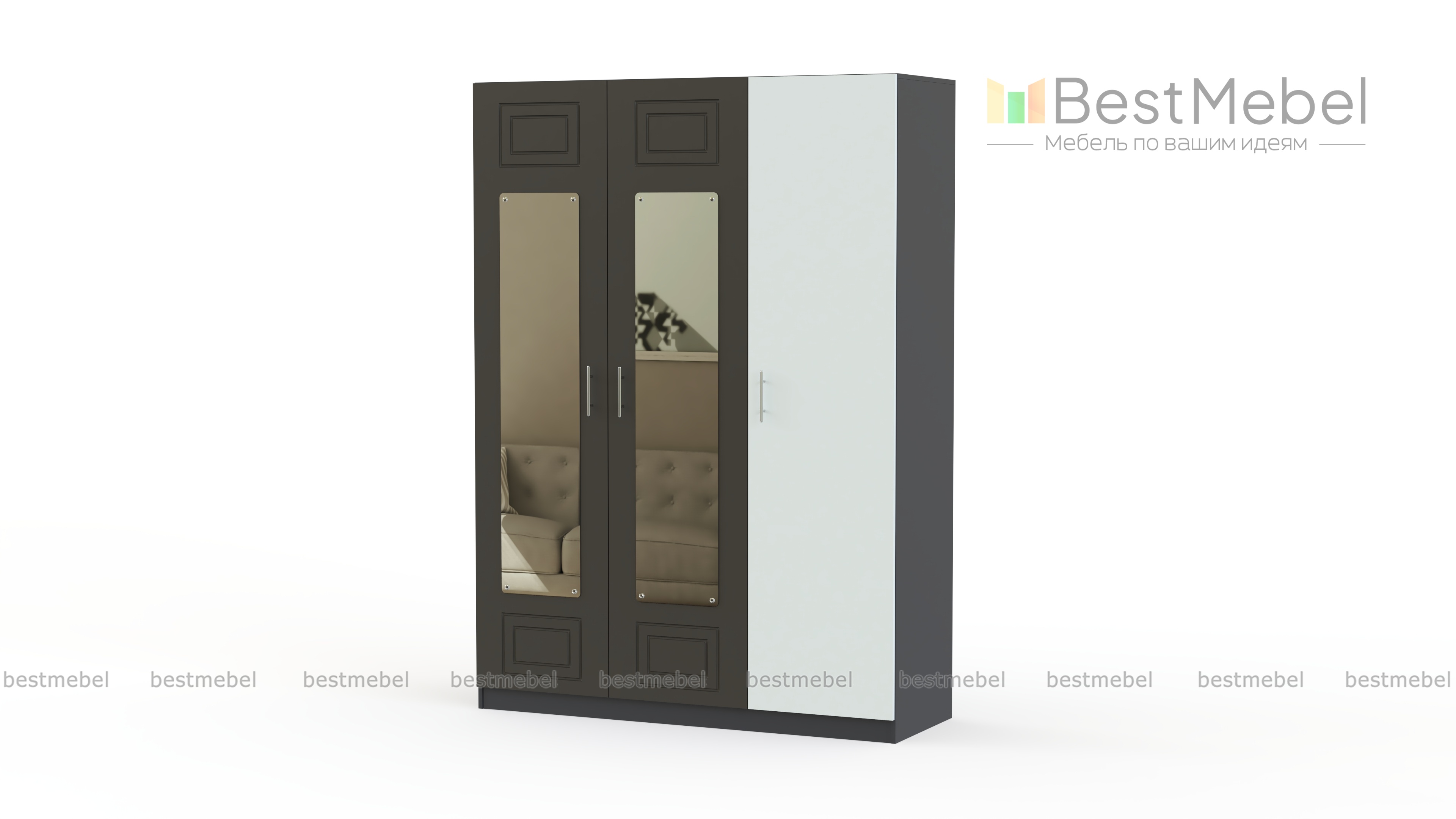 Шкаф с зеркалом Анастасия 3 BMS