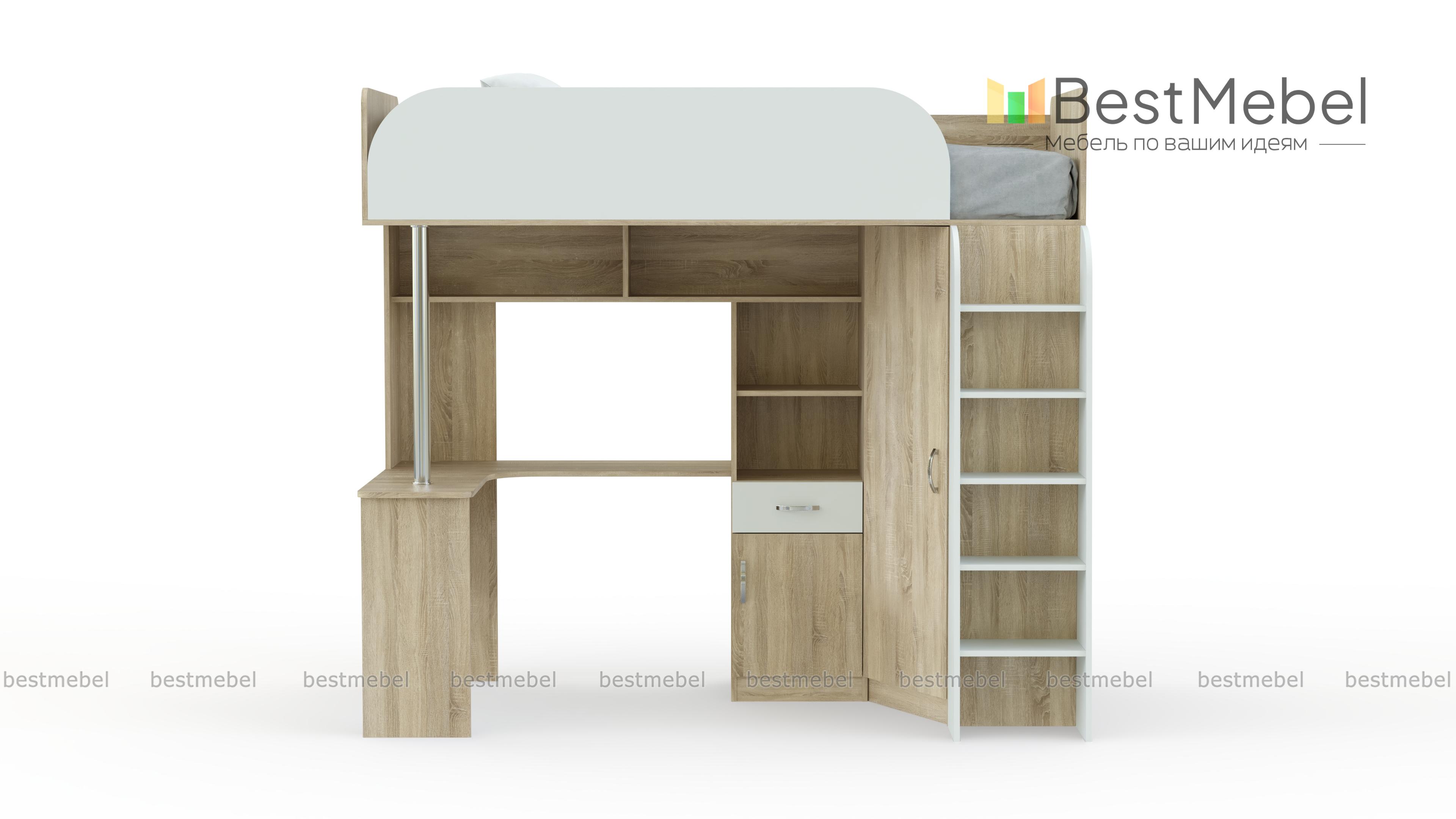 Угловая кровать-чердак Мультиплекс BMS - Фото