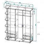 Чертеж Распашной шкаф Милена 3 BMS