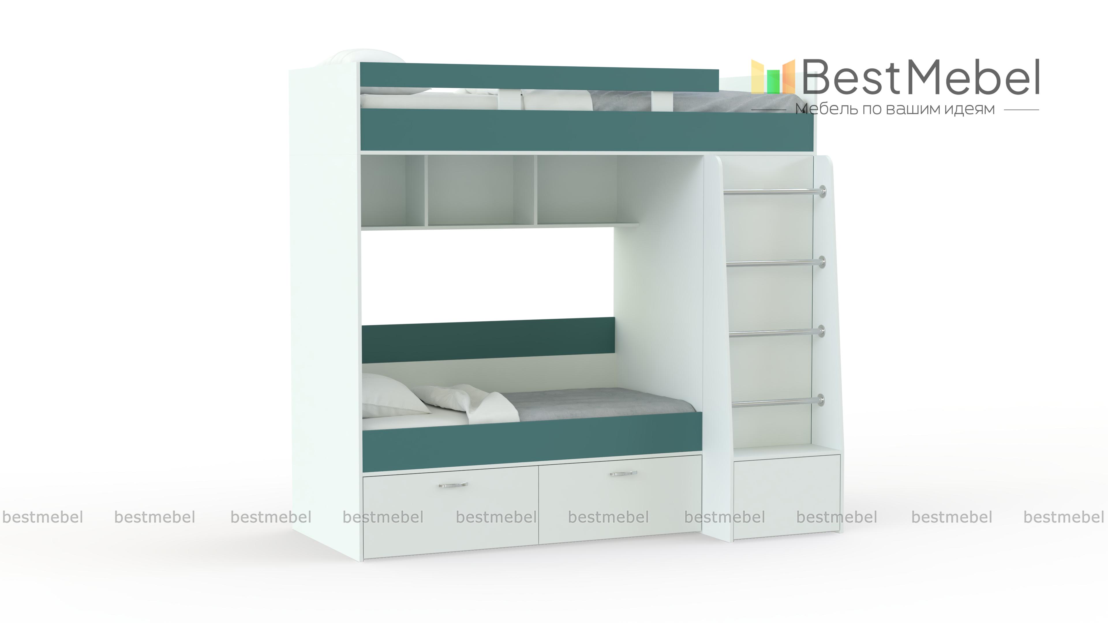 Двухъярусная кровать Белла 6 со шкафом BMS - Фото