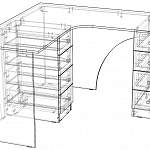 Чертеж Угловой письменный стол для двоих Фреско 47 BMS